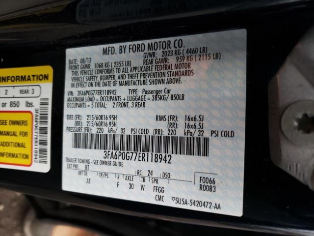 Photo 9 VIN: 3FA6P0G77ER118942 - FORD FUSION S 