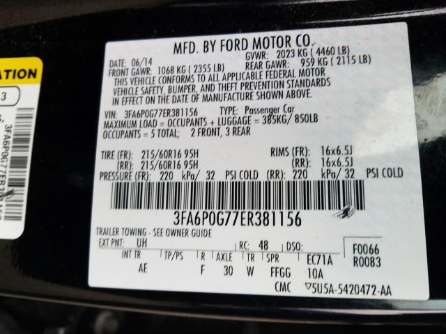 Photo 9 VIN: 3FA6P0G77ER381156 - FORD FUSION S 