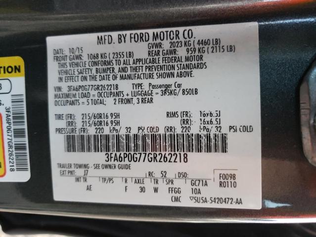 Photo 9 VIN: 3FA6P0G77GR262218 - FORD FUSION S 