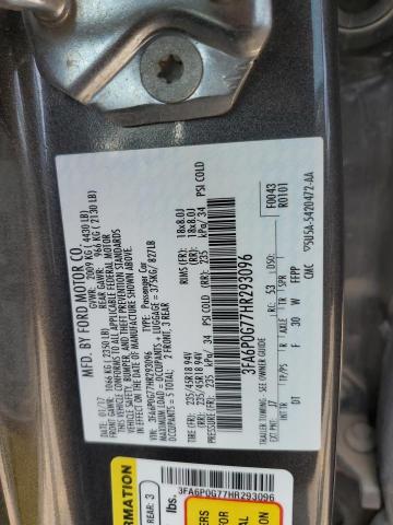 Photo 11 VIN: 3FA6P0G77HR293096 - FORD FUSION S 