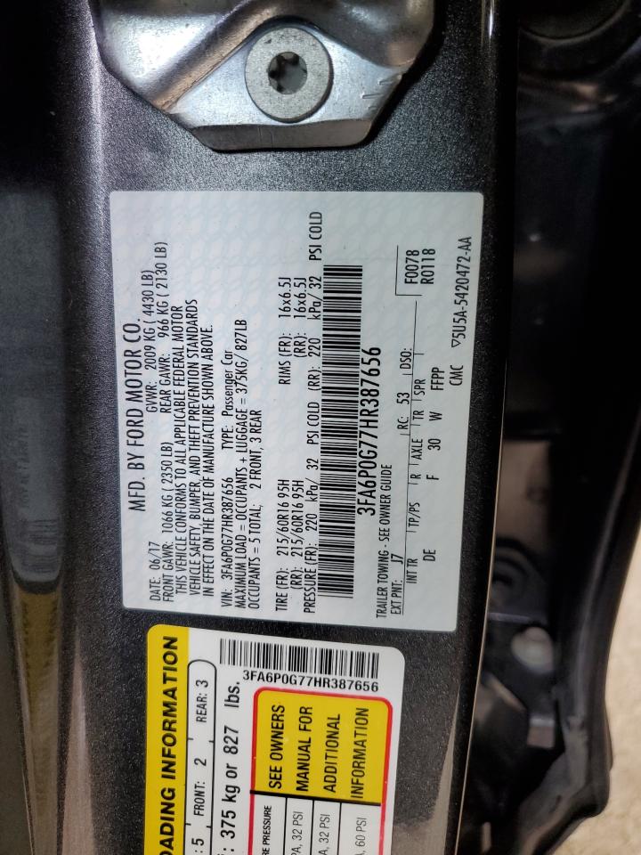 Photo 11 VIN: 3FA6P0G77HR387656 - FORD FUSION 