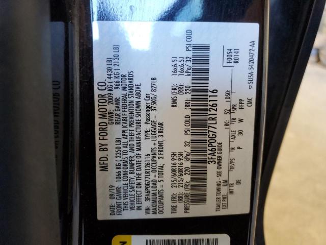 Photo 11 VIN: 3FA6P0G77LR126116 - FORD FUSION S 