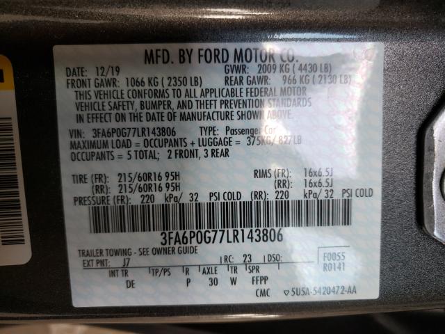 Photo 9 VIN: 3FA6P0G77LR143806 - FORD FUSION 