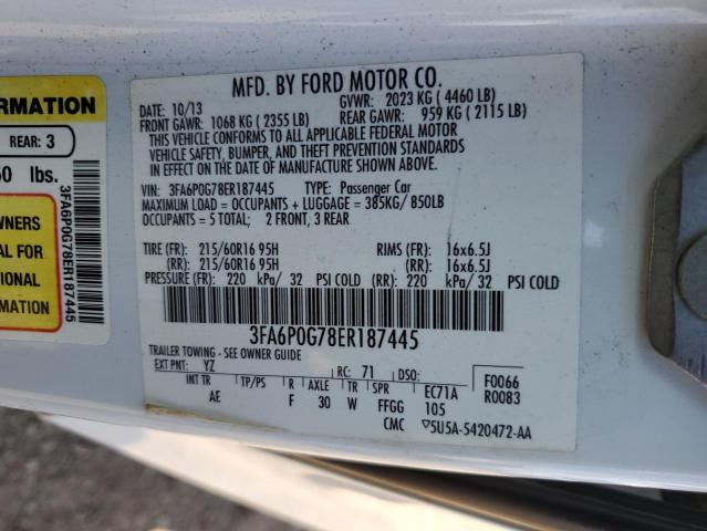 Photo 11 VIN: 3FA6P0G78ER187445 - FORD FUSION S 