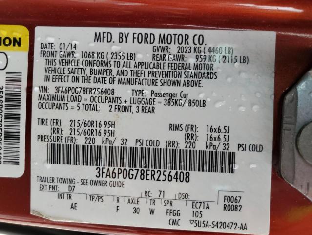 Photo 11 VIN: 3FA6P0G78ER256408 - FORD FUSION S 