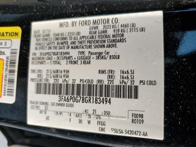 Photo 11 VIN: 3FA6P0G78GR183494 - FORD FUSION S 