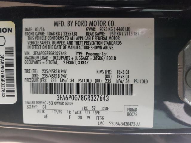 Photo 11 VIN: 3FA6P0G78GR327643 - FORD FUSION 