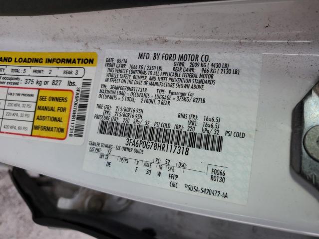 Photo 11 VIN: 3FA6P0G78HR117318 - FORD FUSION S 