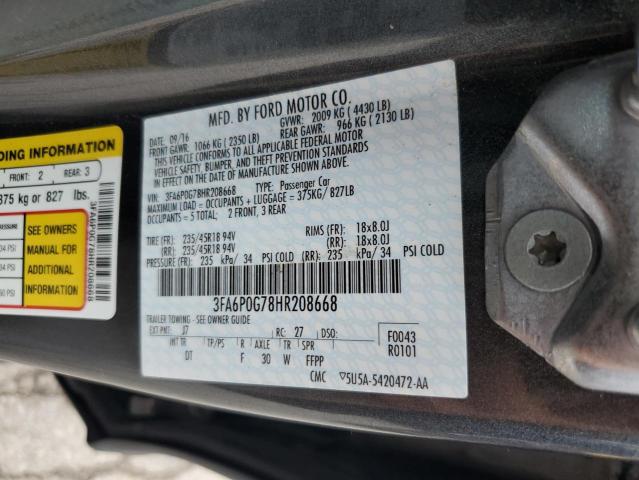 Photo 11 VIN: 3FA6P0G78HR208668 - FORD FUSION S 