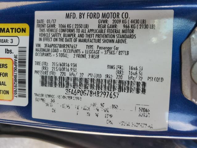 Photo 11 VIN: 3FA6P0G78HR297657 - FORD FUSION S 