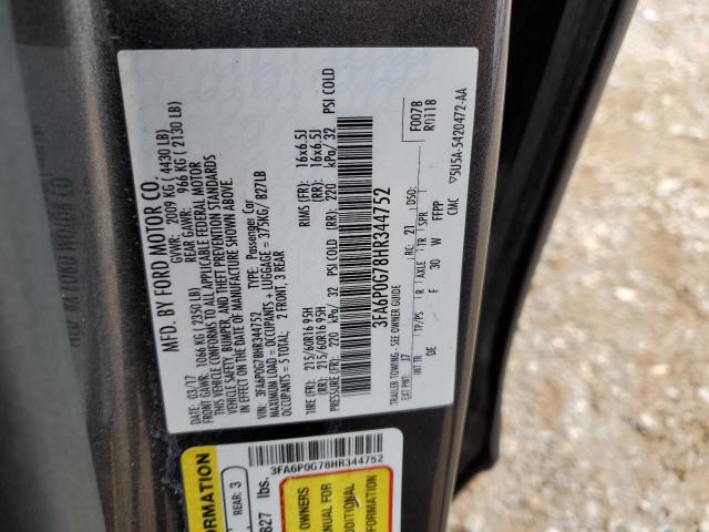 Photo 11 VIN: 3FA6P0G78HR344752 - FORD FUSION 