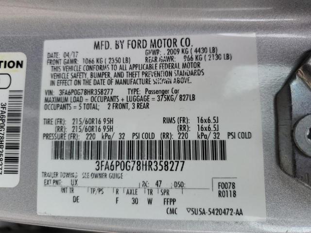 Photo 11 VIN: 3FA6P0G78HR358277 - FORD FUSION S 