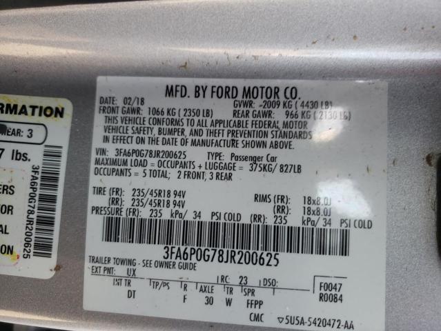 Photo 11 VIN: 3FA6P0G78JR200625 - FORD FUSION 