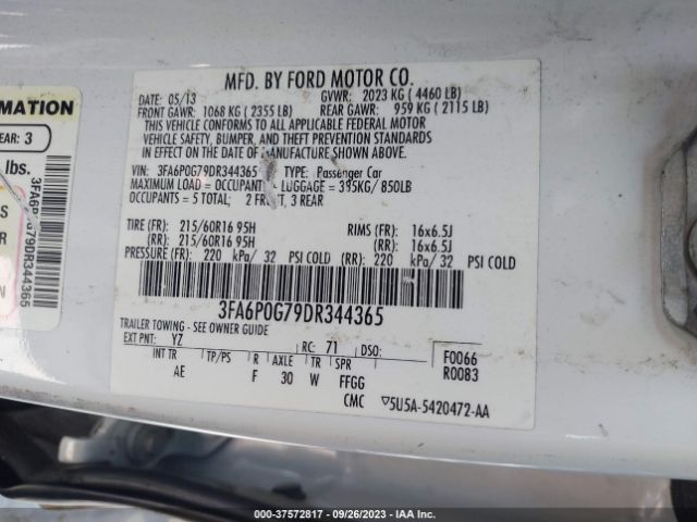 Photo 8 VIN: 3FA6P0G79DR344365 - FORD FUSION 