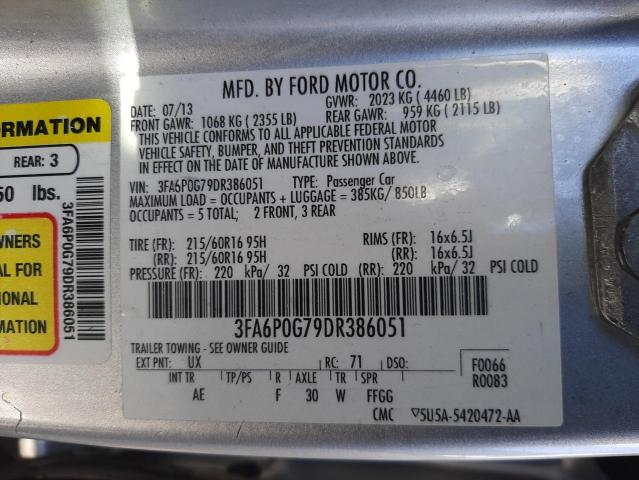 Photo 9 VIN: 3FA6P0G79DR386051 - FORD FUSION S 