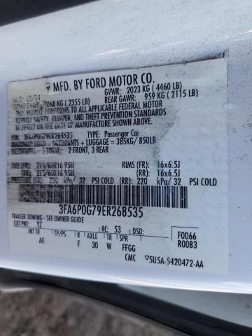 Photo 9 VIN: 3FA6P0G79ER268535 - FORD FUSION S 