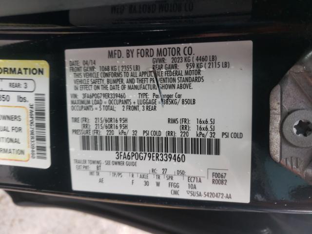 Photo 9 VIN: 3FA6P0G79ER339460 - FORD FUSION S 