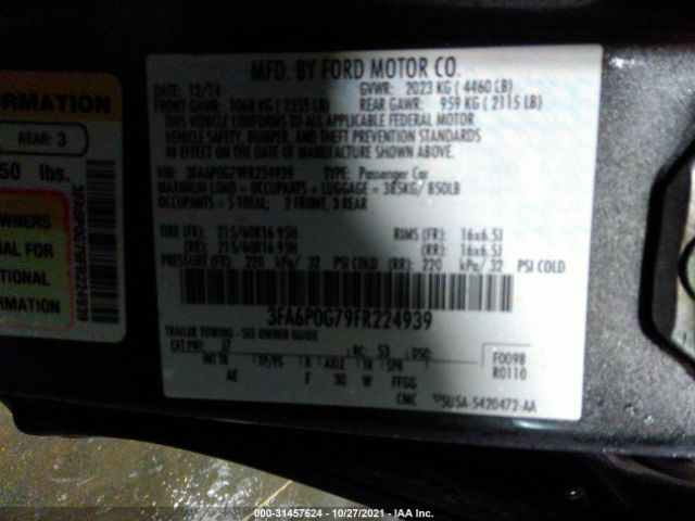 Photo 8 VIN: 3FA6P0G79FR224939 - FORD FUSION 