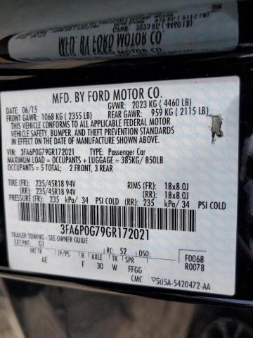 Photo 9 VIN: 3FA6P0G79GR172021 - FORD FUSION S 