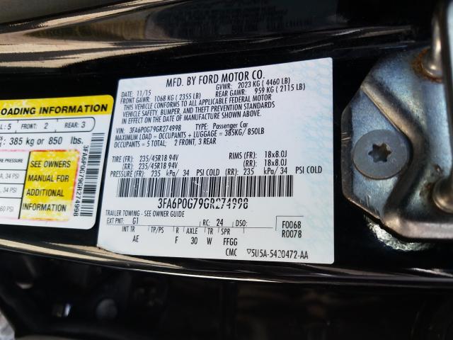 Photo 9 VIN: 3FA6P0G79GR274998 - FORD FUSION S 