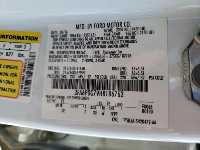 Photo 9 VIN: 3FA6P0G79HR186762 - FORD FUSION S 