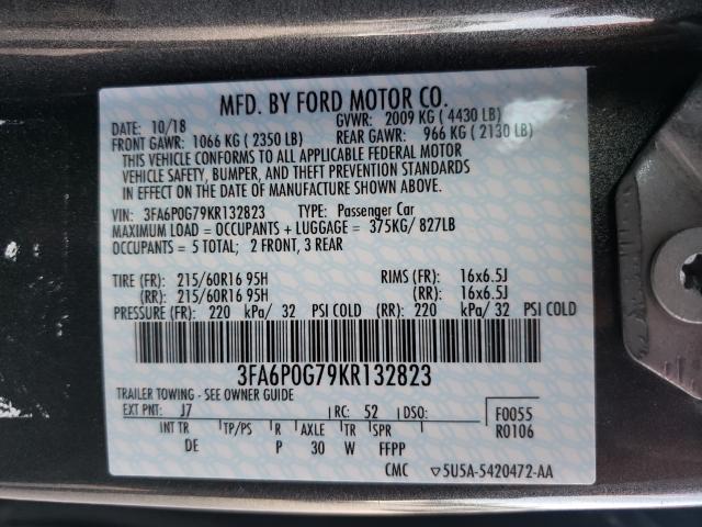 Photo 9 VIN: 3FA6P0G79KR132823 - FORD FUSION S 