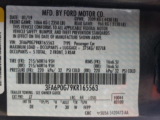 Photo 11 VIN: 3FA6P0G79KR165563 - FORD FUSION S 