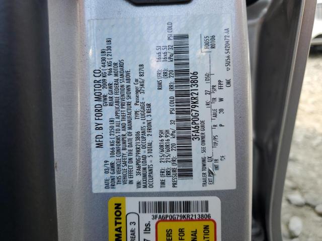 Photo 11 VIN: 3FA6P0G79KR213806 - FORD FUSION S 