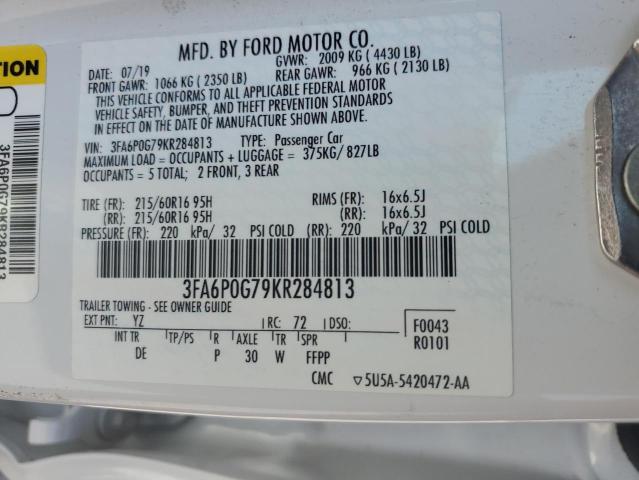 Photo 12 VIN: 3FA6P0G79KR284813 - FORD FUSION S 