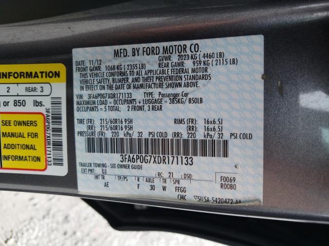 Photo 9 VIN: 3FA6P0G7XDR171133 - FORD FUSION S 