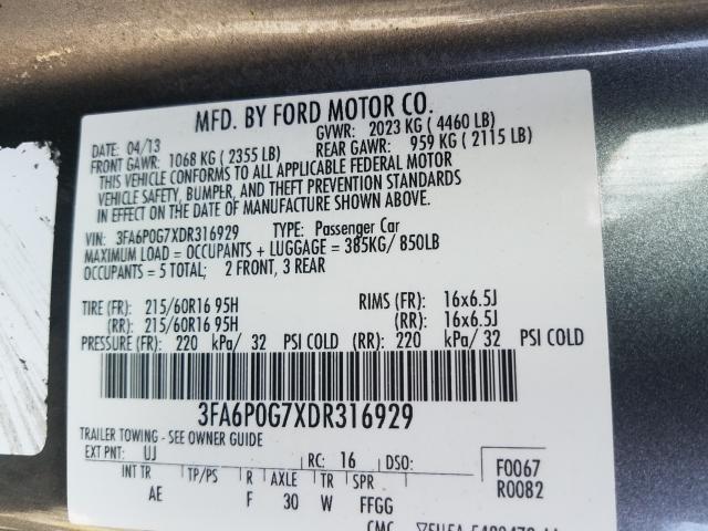 Photo 9 VIN: 3FA6P0G7XDR316929 - FORD FUSION S 