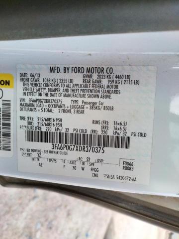 Photo 9 VIN: 3FA6P0G7XDR370375 - FORD FUSION S 