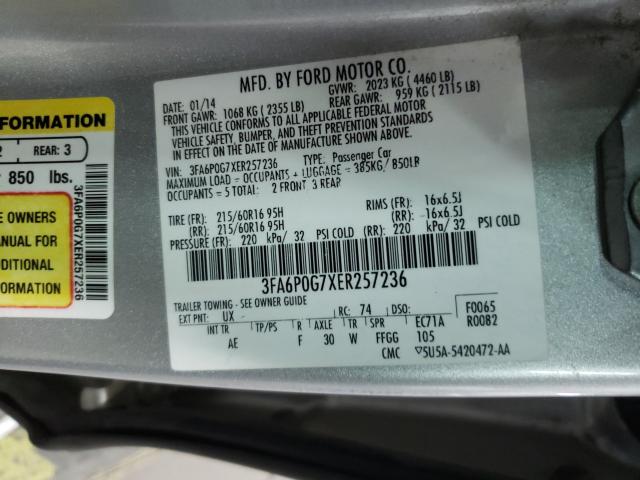 Photo 9 VIN: 3FA6P0G7XER257236 - FORD FUSION S 