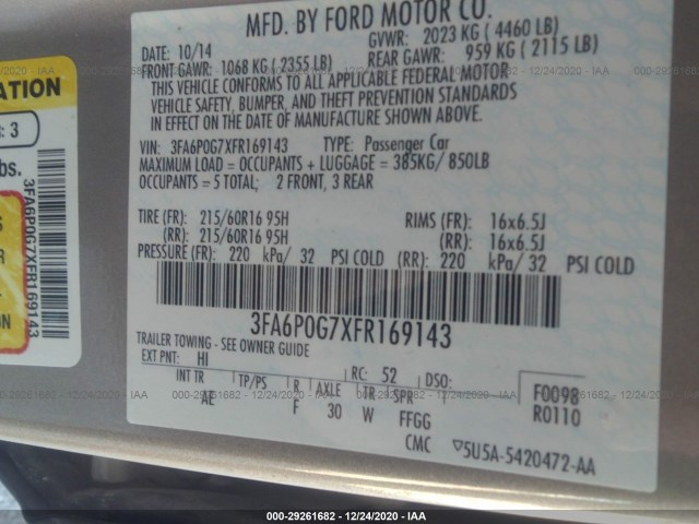 Photo 8 VIN: 3FA6P0G7XFR169143 - FORD FUSION 