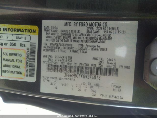 Photo 8 VIN: 3FA6P0G7XGR376018 - FORD FUSION 