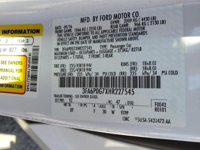 Photo 9 VIN: 3FA6P0G7XHR227545 - FORD FUSION S 