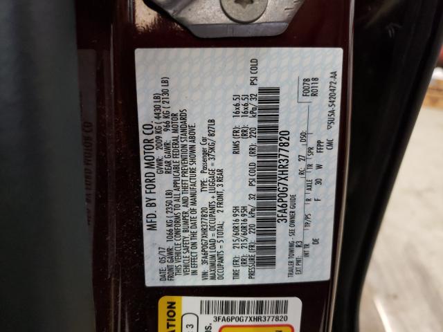 Photo 9 VIN: 3FA6P0G7XHR377820 - FORD FUSION S 