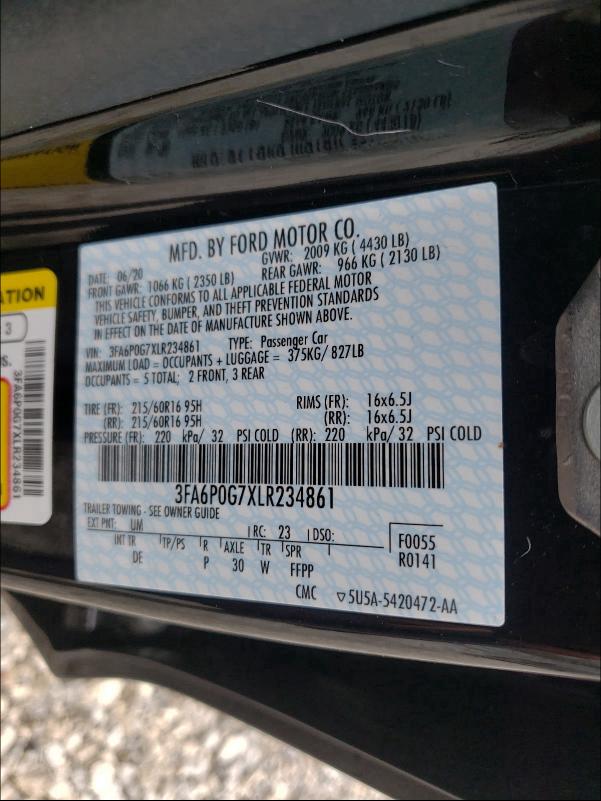 Photo 9 VIN: 3FA6P0G7XLR234861 - FORD FUSION S 