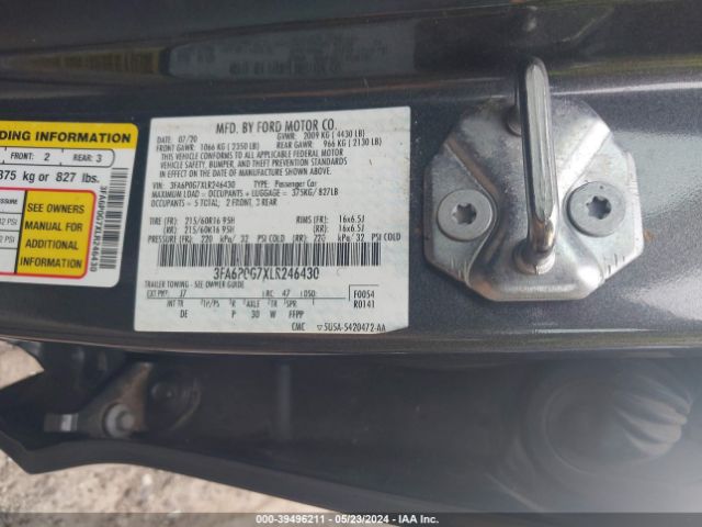 Photo 8 VIN: 3FA6P0G7XLR246430 - FORD FUSION 