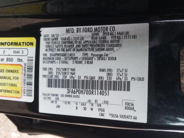 Photo 9 VIN: 3FA6P0H70DR114051 - FORD FUSION SE 