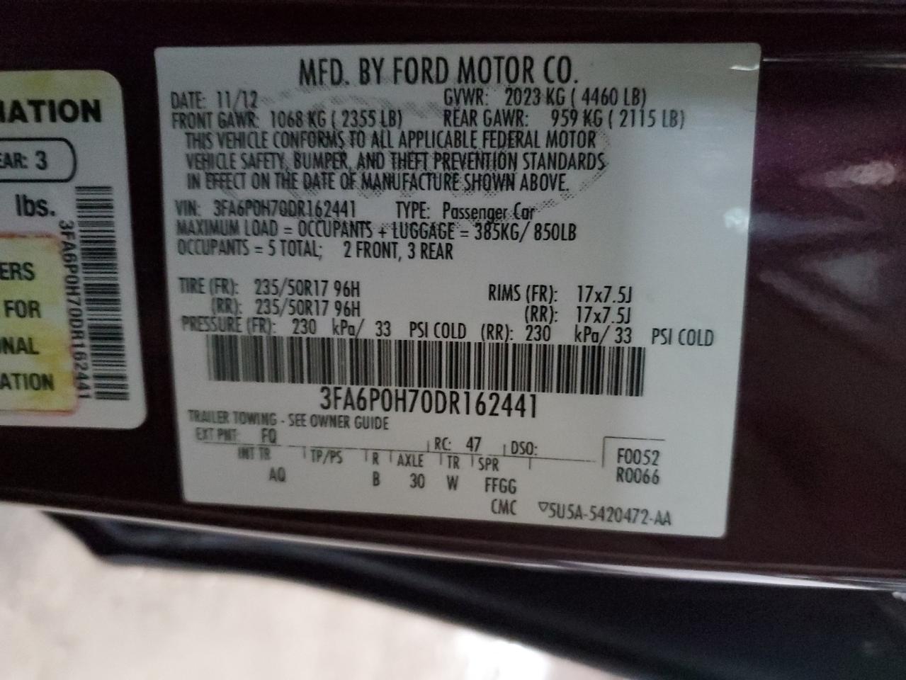 Photo 11 VIN: 3FA6P0H70DR162441 - FORD FUSION 