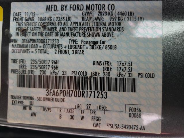 Photo 9 VIN: 3FA6P0H70DR171253 - FORD FUSION SE 