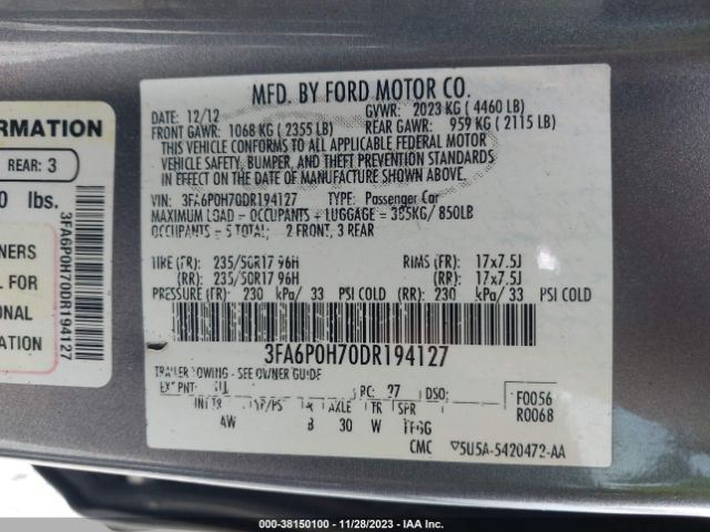 Photo 8 VIN: 3FA6P0H70DR194127 - FORD FUSION 