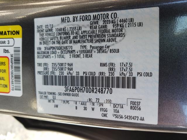 Photo 9 VIN: 3FA6P0H70DR248770 - FORD FUSION SE 