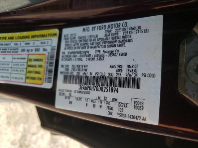 Photo 9 VIN: 3FA6P0H70DR251894 - FORD FUSION SE 