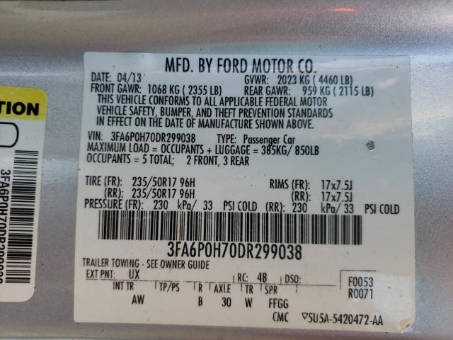 Photo 9 VIN: 3FA6P0H70DR299038 - FORD FUSION SE 