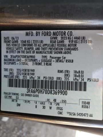 Photo 9 VIN: 3FA6P0H70DR369900 - FORD FUSION SE 