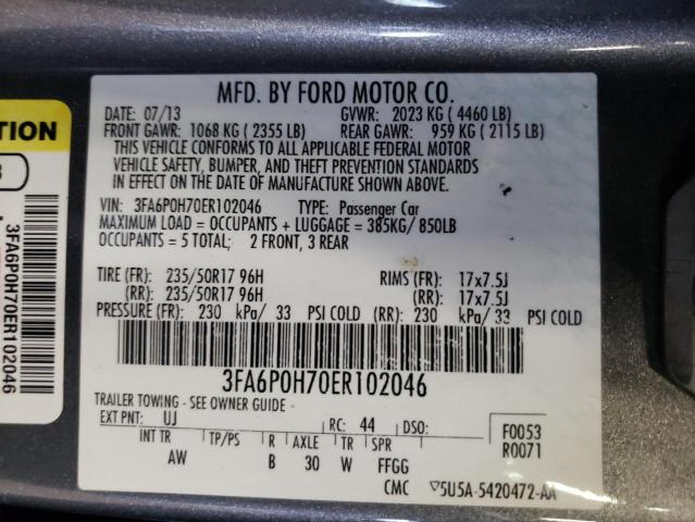 Photo 11 VIN: 3FA6P0H70ER102046 - FORD FUSION SE 