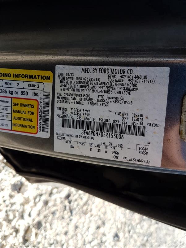 Photo 9 VIN: 3FA6P0H70ER155006 - FORD FUSION SE 