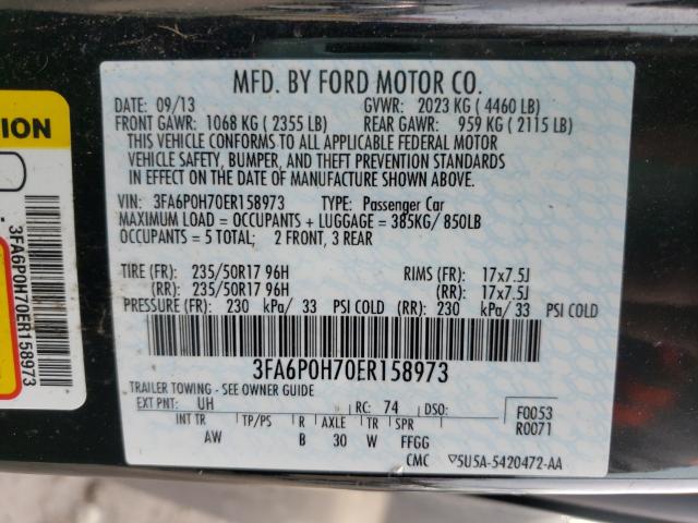 Photo 9 VIN: 3FA6P0H70ER158973 - FORD FUSION SE 